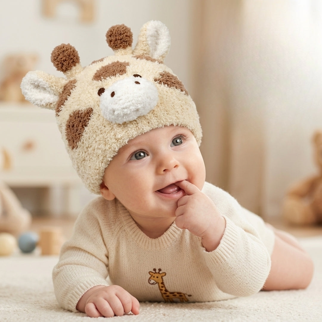 Baby Knitted Beanie-giraffe