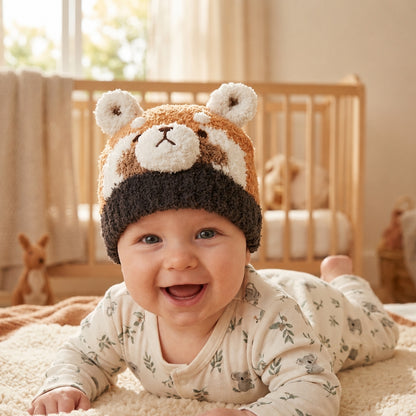 Baby Knitted Beanie-red panda