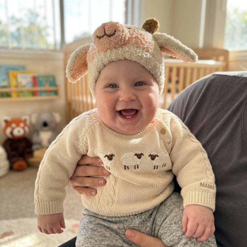 Baby Knitted Beanie-Sheep